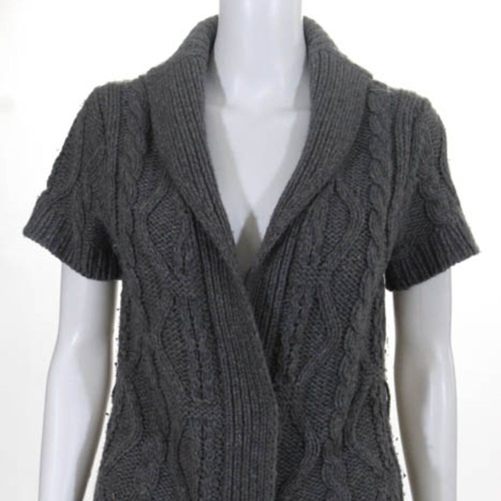 Anthropologie Sunner Gray Cable Knit SS Sweater XS